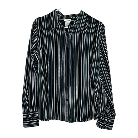 East 5th Aqua, Black, and Gray Women’s Button Down Shirt, Large, NWT - Picture 1 of 6